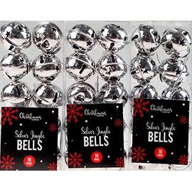 Set Of 30 Silver Christmas Jingle Bells Tree Decorations Or Craft