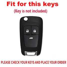 TECART for Buick Flip Key Fob Cover with Keychain Leather Full Protection Key Case Shell Fit for Buick Verano Regal Lacross Encore Enclave GL8 Key Cover 3 Button Black