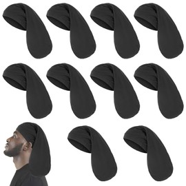 Yuanchu Unisex Dreadlock Cap,10 Pieces Spandex Dreadlock Caps Black Long Hair Dreads Head Wrap Sleep Bonnet Full Cover for Men Women
