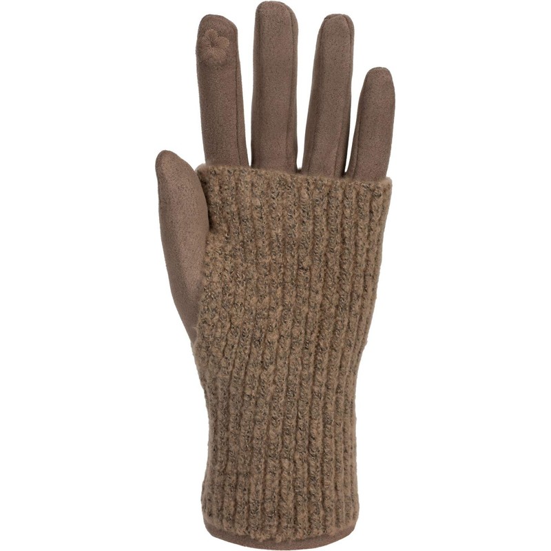 styleBreaker Women's Touchscreen Fabric Gloves with Removable Knitted Cuffs, Warm,