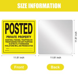 Tandefio 4 Pcs No Trespassing Signs Private Property Reflective Aluminum Posted Signs Metal No Hunting or Trespassing Signs for Warning No Hunting Fishing Trapping Indoor Outdoor Use(Yellow,12x12'')