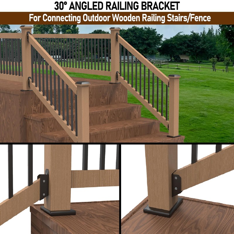 Prriszo 8 Pcs Deck Railing Bracket, 201 Stainless Steel 2