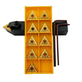 ASZLBYM MTENN1616H16 5/8 Inch Turning Tool 16 mm CNC Lathe Drill Bar Metal Turning Tool Holder and 10 Pieces TNMG160404-MA / TNMG331-MA Turning Plates Carbide Turning Tool Insert