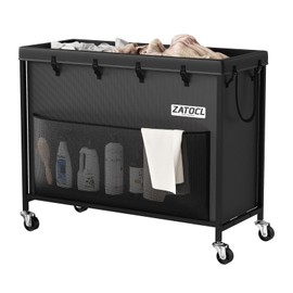 300L Large Laundry Basket with Wheels, Heavy Duty Rolling Laundry Hamper, Oxford Fabric Dirty Clothes Hamper with Thick Iron Frame & Removable Bag, Commercial Hampers for Hotel Home Laundry Room