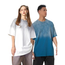 Oversized Cotton Gradient T Shirts for Men 3 Pack Vintage Acid Wash Tshirt Streetwear Basic Tees Baggy Loose Unisex Tops