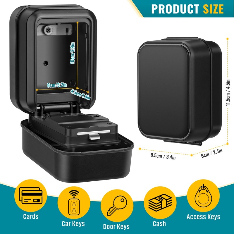TEUEN Key Lock Box, Waterproof Wall Mount Lock Box for