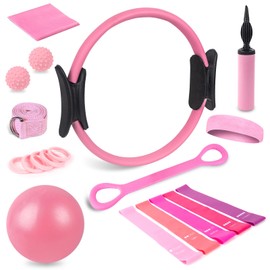 Pilates Ring Kit for Women- Pilates Equipment for Home Workout-14-inch Pilates ring-9-inch Pilates Ball-5 Resistance Bands for Toning Arms, Thighs/Legs & Core.Exercise for Beginners at Home