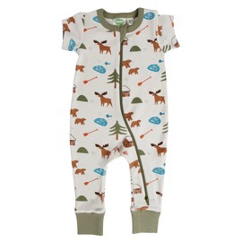PARADE Organic Signature Print '2-Way' Zip Romper Short Sleeve Oh Canada 6-12 Months