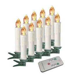 Houdlee LED Flameless Taper Candles with Remote Control and Removable Clips ,Flickering 4 Inches Birthday Candles ,Set of 10 Warm White Candle for Christmas , Chandelier, Mini Wedding Taper Candles