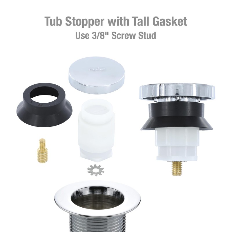 Danco, Chrome, 80811 Touch-Toe Tub Stopper, 2 x 2 x