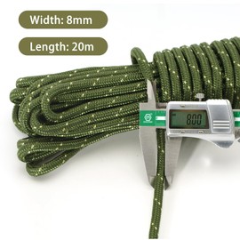 G2PLUS 20M Sage Green Multi-functional Nylon Rope, 8MM Thick Heavy Duty Hanging Cord String, Traction Tying Rope for Camping Outdoor Garden