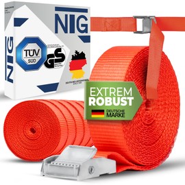 Lashing Straps with Clamping Lock, for Quick Securing in the Car, Bicycle Carrier, Sack Truck and when Moving, High-Quality Workmanship, Set of 10, 10 Pieces per Set, 25 mm Wide (Pack of 10, 2 m)