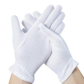 AIRSEE 2 Pairs White Cotton Gloves, Overnight Moisturizing SPA for Dry Hands and Eczema, Washable with Laundry Bag, Stretchy Fit for Men and Women, Elastic Wrist