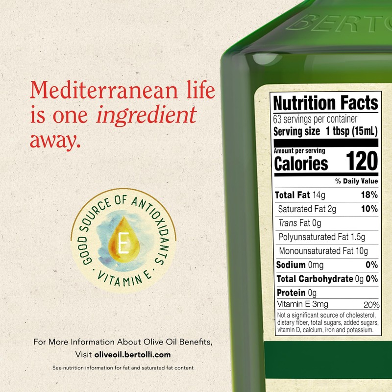 Bertolli Extra Virgin Olive Oil, Rich Taste, First Cold Pressed,