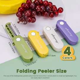 LELE LIFE 4Pcs Foldable Vegetable Peeler for Travel Camping Kitchen, Small Swivel Potato Peelers with Sharp Stainless Steel Blade for Apple Veggie Carrot Fruit Cucumber