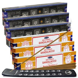 Super Hit Sandalwood Incense Sticks & Holder Bundle Variety Pack from House of Nag Champa Incense Sticks and Trumiri