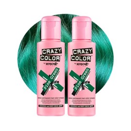 Crazy Color Vibrant Pine Green Semi-Permanent Duo Hair Dye. Highly Pigmented Dark Green Conditioning & Oil Nourishing Vegan Formula | No Bleach or Ammonia | 200ml