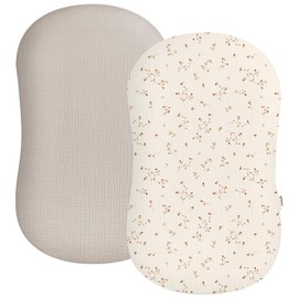 Muslin Baby Lounger Cover 2 Pack, Soft Breathable Newborn Lounger Pillow Cover for Boys Girls Infant