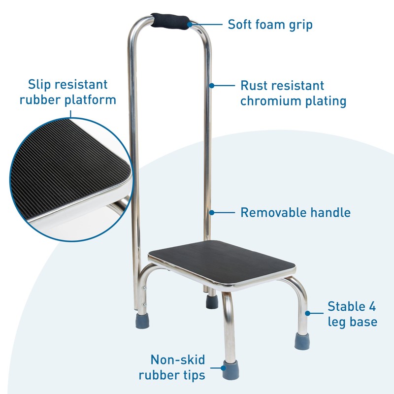 BodyMed Heavy-Duty Foot Step Stool with Handle and Non-Slip Rubber