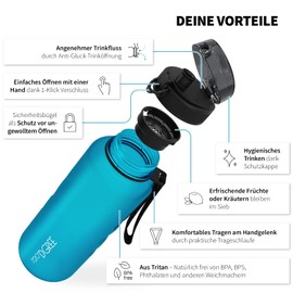 720°DGREE "uberBottle" softTouch Water Bottle 2 L + Strainer - BPA-Free - XXL Water Bottle for Gym, Gym, Workout, Fitness, Sports, Outdoor - Large Sports Bottle Made of Tritan - Lightweight,