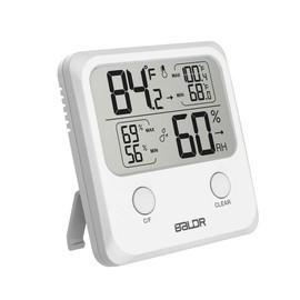 BALDR Digital Thermometer & Hygrometer Monitor - Indoor Temperature & Humidity Gauge, Large Easy to Read LCD Display