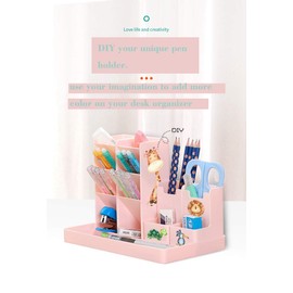 Migao coffee Pen Pencil Holder for Desk, Cute Stationery Home Office School Desktop Craft Art Supplies Accessory Crayon Caddy Box Organization Organizer Storage for Girl Kids (Pink)