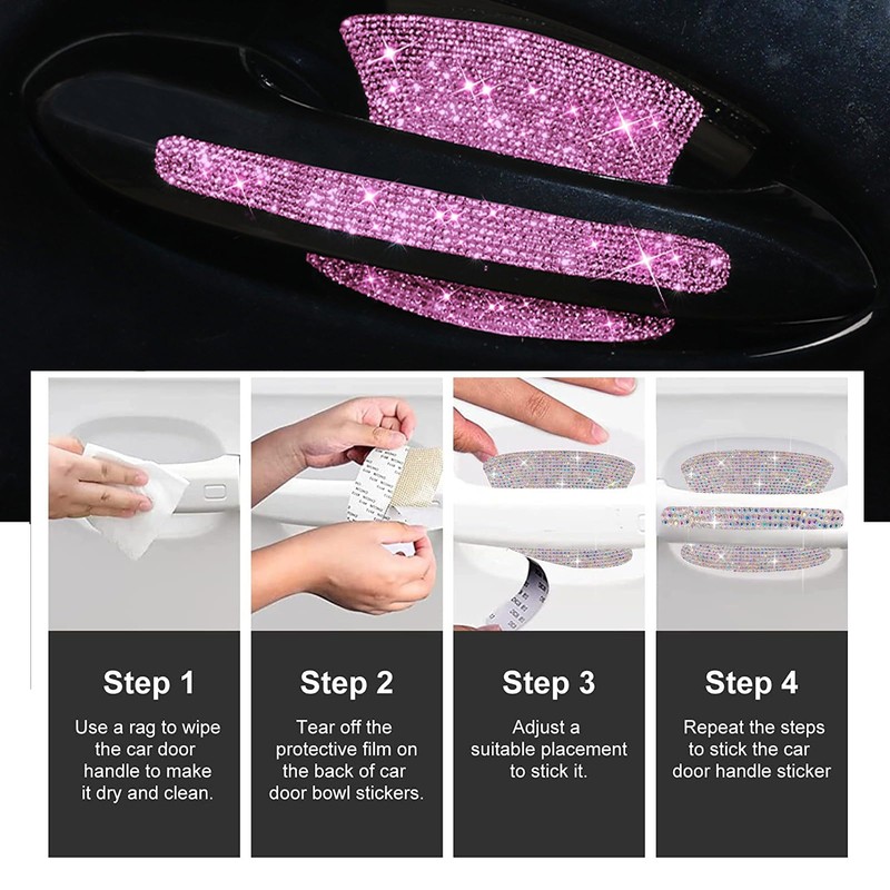 BetterJonny 10PCS Crystal Car Door Scratch Protector, Rhinestone Bling Scratch