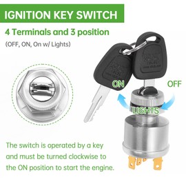 10L0L Golf Cart Keys Starter Ignition Switch Kit for EZGO, 4 Terminals, OEM# 33639-G01 33639G01, 33639-G03 33639G03