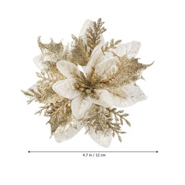 BESTOYARD Artificial Flowers Christmas Tree Ornaments Artificial Flowers Glitter Flower Decoration Christmas Wreath Entrance Decoration 24 Pieces (Gold)