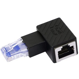 Greluma 2PCS 90 Degree Ethernet Adapter Left Right Angled RJ45 LAN Connector Male to Female Extension Network Connector for Computers Laptops Router