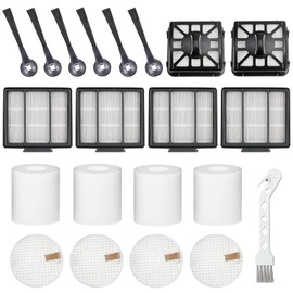 Accessories for Shark IQ Vacuum Replacement for Shark Robot R101AE (RV1001AE), R101 (RV1001) by Techecook - 4 Filters, 6 Side Brushes, 2 Filter, 4 Base Pre-Motor Foam & Felt Filters Kit, 1 Brush