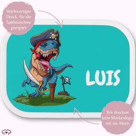 Lunch Box Children's Campus for Mepal - Dinosaur - T-Rex Dinosaur Pirate Adventure with TRex Pirate Trex - 750 ml - Turquoise - Children's Lunch Boxes Nursery Saurus School Children Gifts
