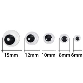 TOAOB 770pcs Black Wiggle Googly Eyes Self Adhesive Round Oval Eyelashes Plastic Sticker Craft Eyes Assorted Sizes for DIY Crafts Decoration