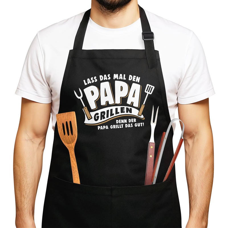 MoonWorks® BBQ Apron with Saying Grillseargent Born to Grill-Geschenke Men