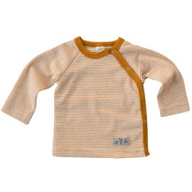 Lilano, Baby Shirt with Button Placket, Merino Wool (kbT), Silk, 210 g/m², Curry/Natural