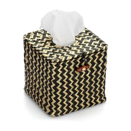 IGNPION Woven Cube Tissue Holder Seagrass Facial Tissue Box Cover Decorative Tissue Storage Case Household Square Bathroom Tissue Paper Organizer Box for House Office Car Hote