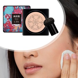 kokiya Mushroom Air Cushion BB Cream Liquid Foundation Even Skin Tone for Mature Skin Moisturizing Concealer Foundation Makeup, Natural Color