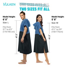 Vulken Thick Hooded Beach Towel Changing Robe, Surf Poncho for Men and Women, Easy Change, Microfiber Towelling for Beach Swimming, 47"x37", Black Blue