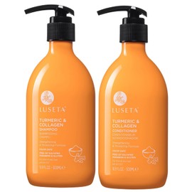 L LUSETA Luseta Shampoo and Conditioner Set for Hair with Turmeric & Collagen, Hair Thickening Volumizing Shampoo for Thin or Oil Hair, Sulfate and Parabens Free 2x16.9Oz
