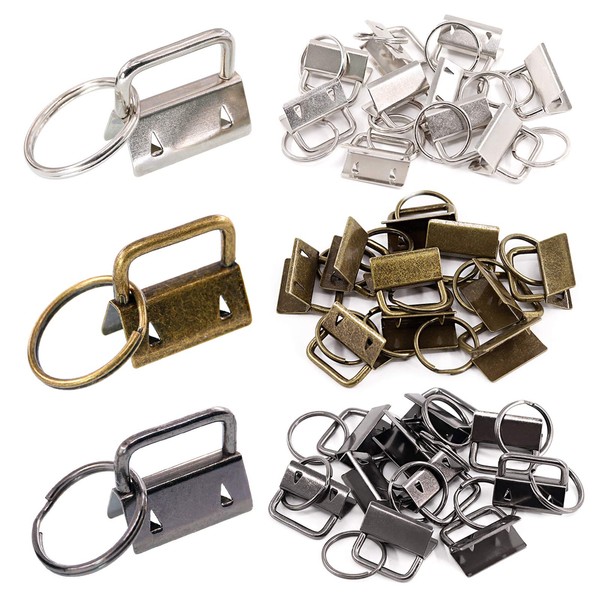Swpeet 45Pcs 3 Colors 1 Inch/ 25mm Key Fob Hardware