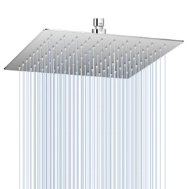 KINLIV 10 Inch Rain Shower Head Chrome Polished - All Metal Stainless Steel 304, Ultra Thin Design, Modern Bathroom Square Rainfall Showerheads - Full Body Coverage Bath Shower