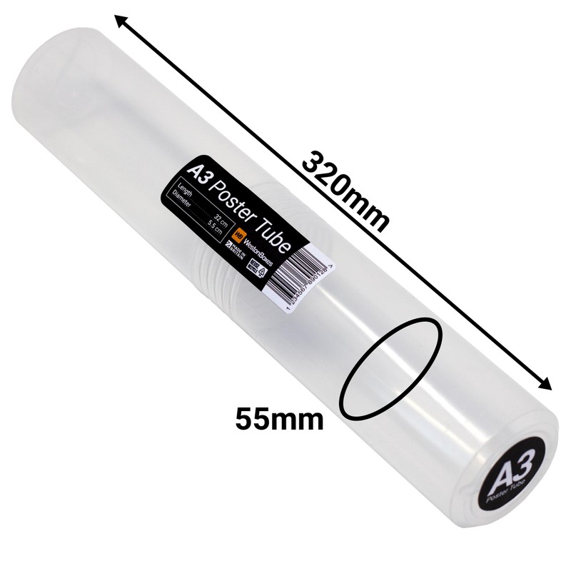 WestonBoxes Storage Tube for Posters, Prints, Drawings & Artwork, Clear