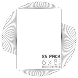 Mat Board Center, Pack of 25, 6x8 White Backing Boards, 4-Ply Thickness Cardboard for Picture/Photo/Framing Back Support
