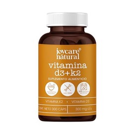 JOYCARE NATURAL Vitamina D3 y K2 Suplemento para Absorción de Calcio y Huesos Fuertes | Bienestar Inmune y Circulatorio | 300 Cápsulas