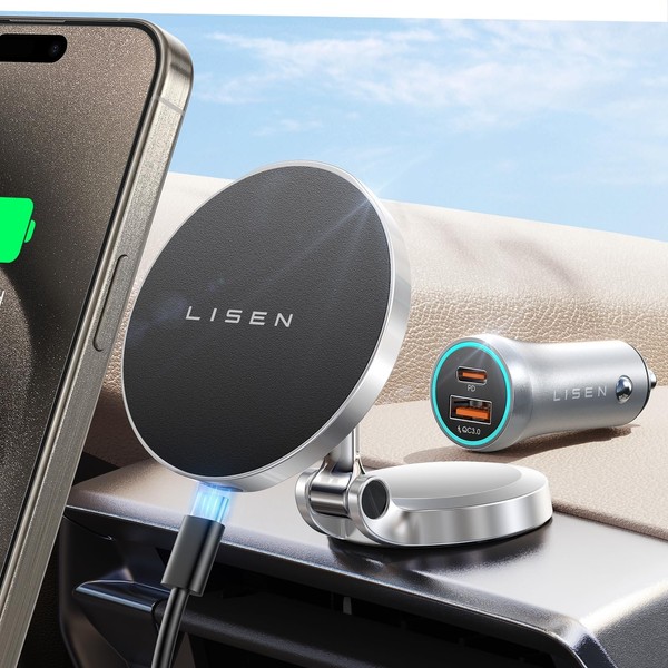 LISEN LISEN for Magsafe Car Mount Charger, [Upgrade Set] 360