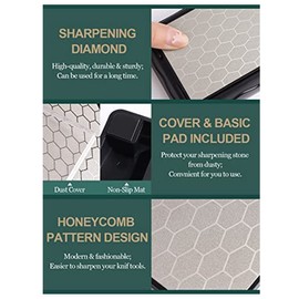 Gokoti Double-Sided Diamond Sharpening Stone,Whetstone Honeycomb Plate with Non-Slip Base(400/1000 Grit)