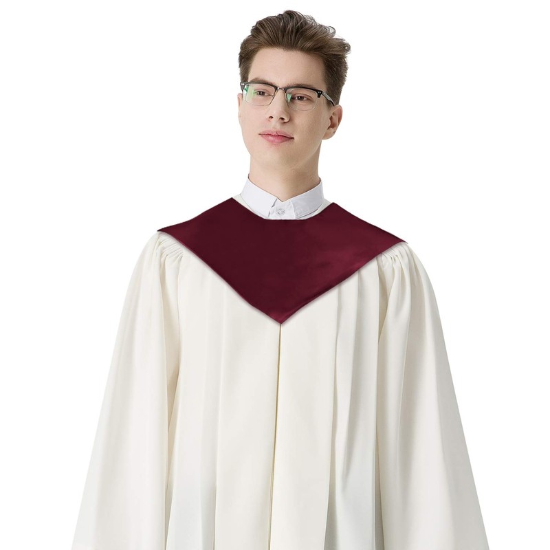 IvyRobes Unisex V Shape Choir Stole in Solid Color, Maroon,