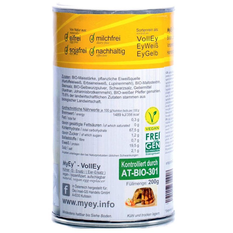 MyEy VollEy Egg Replacement 200 g - Full Egg Powder