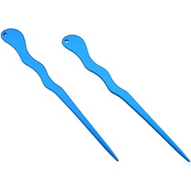 (2) Anodized Aluminum Matte Finish Spiral 6" Hair Stick Unbreakable Waterproof Pick Pic Pin Fork (Aqua)
