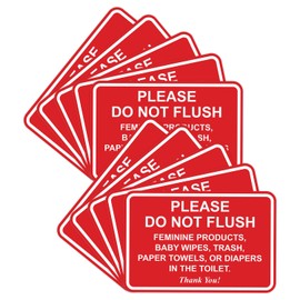 All Quality Classic Framed Please Do Not Flush Thank You Bathroom Etiquette Sign - Laser-Engraved Lettering | Durable ABS Plastic | Vibrant Colors - 6" x 8" (Red) 10 Pack